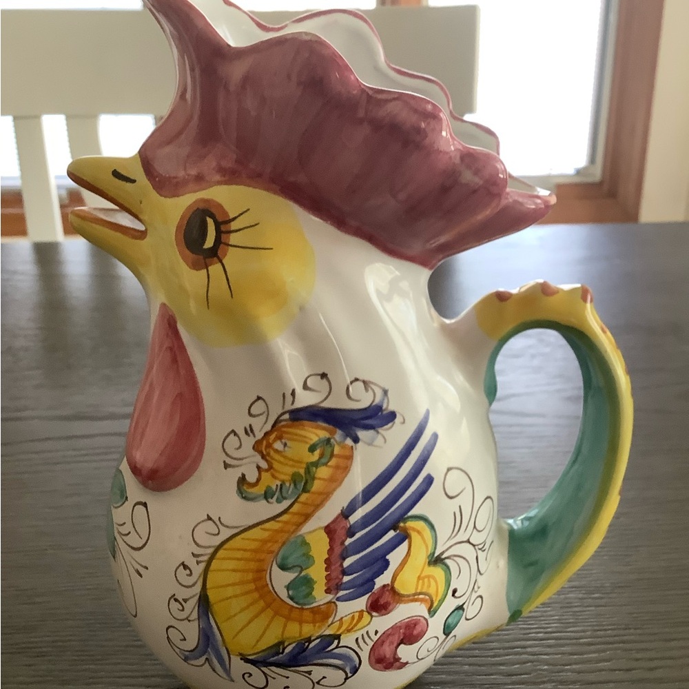 Vibrant vintage ceramic Rooster Picture Made in Italy!
